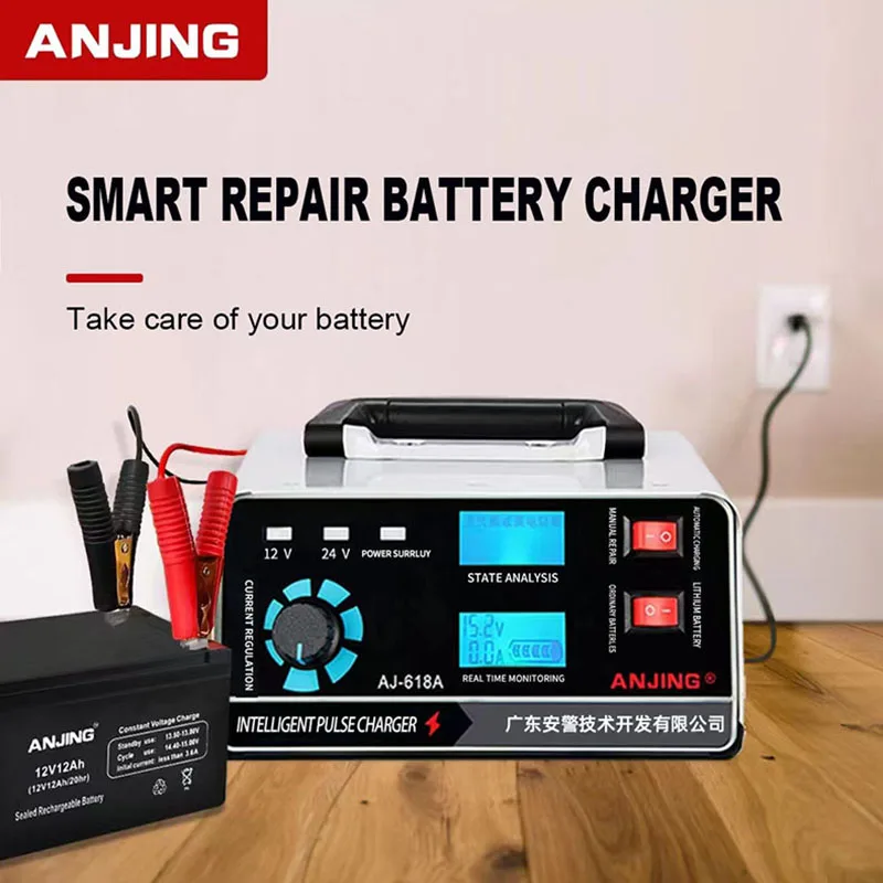 12V/24V Fully Automatic Car Battery Charger for AGM GEL Battery Trickle Smart Pulse Repair Charging for Car SUV Truck Boat