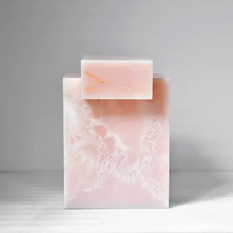 

40x40xH50CM современный дизайн розовый оникс угловые приставные столики гостиная натуральный камень мраморный приставной столик заводская настройка