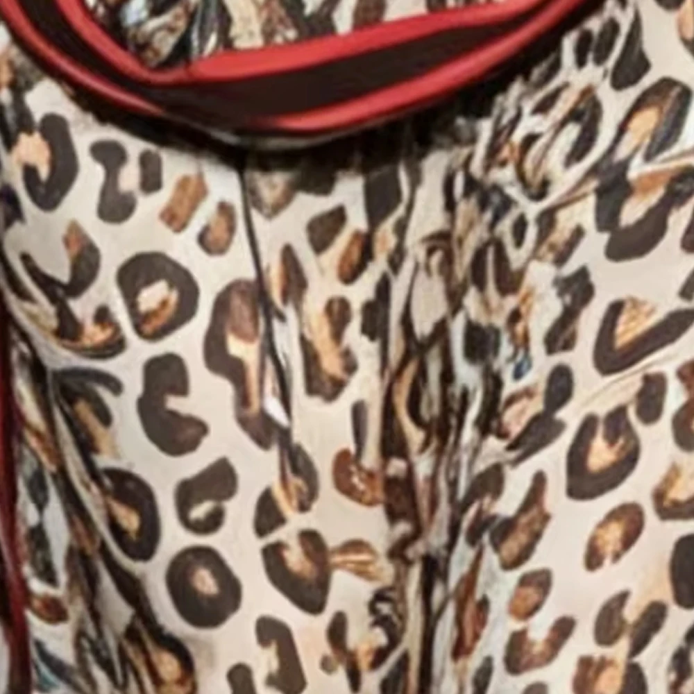 

Women Leopard Print Two Piece Pants Set Casual V Neck Loose Short Sleeve Top Wide Leg Fashion Versatile Vacation Outfit