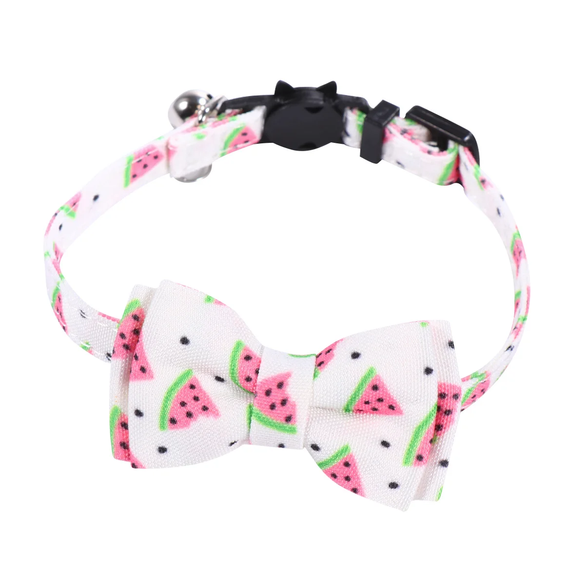 

Pet Cat Collar Bell Adjustable Fruit Pattern Comfortable Safety Necklace Supplies Pet Collar with Bell