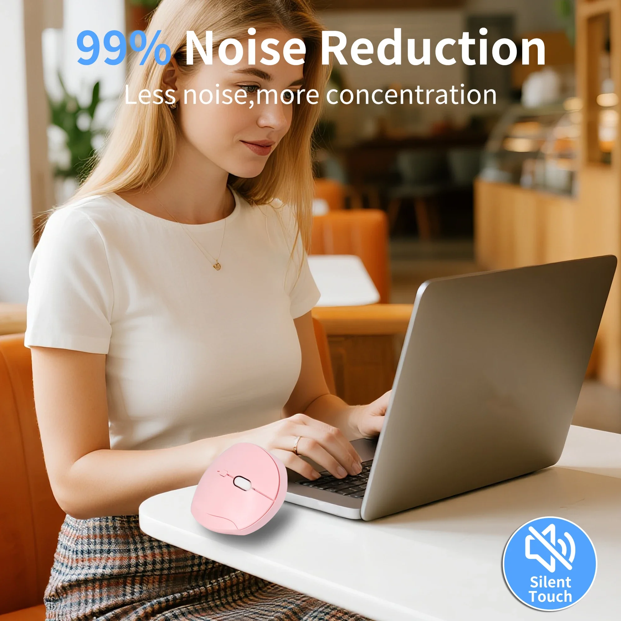 

Ergonomic Vertical Mouse Wireless 2.4G & Bluetooth Dual-Mode Silent Mouse Rechargeable Lightweight Design for Laptops Tablet PC