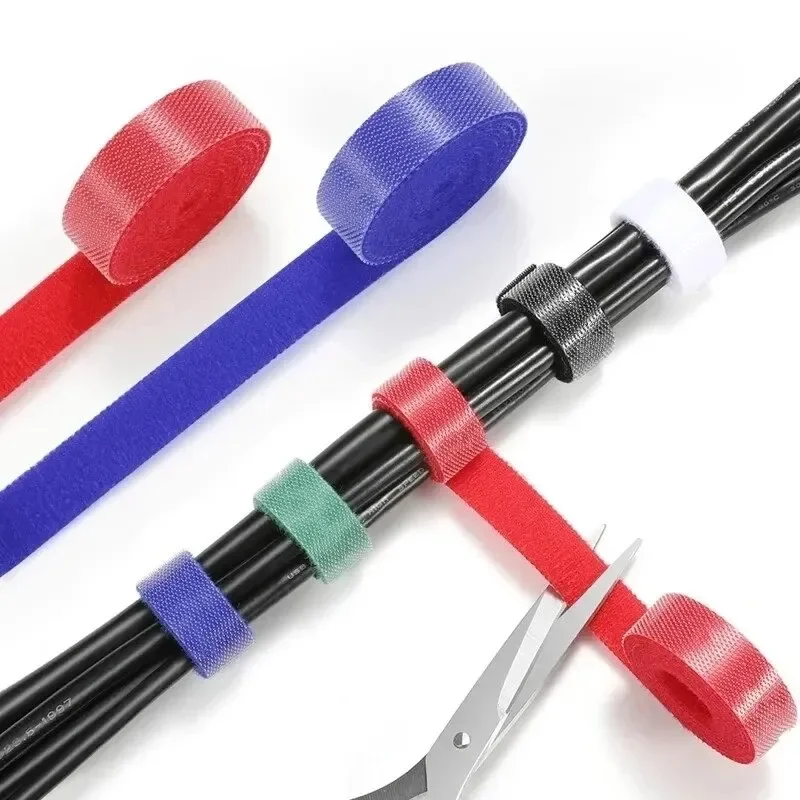 5m/roll Self Adhesive Tape Cable Ties Reusable Loop Bundle DIY Accessories Nylon Strap Organizer Clip Wire Holder Management