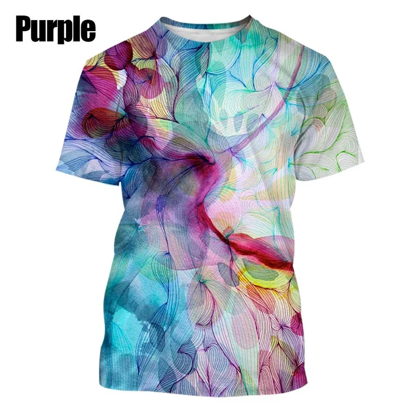 Colorful Abstract Cool Painting Pattern 3D Printed T-Shirt Men's Casual Street Daily Short Sleeve Women Unisex Children Tshirt