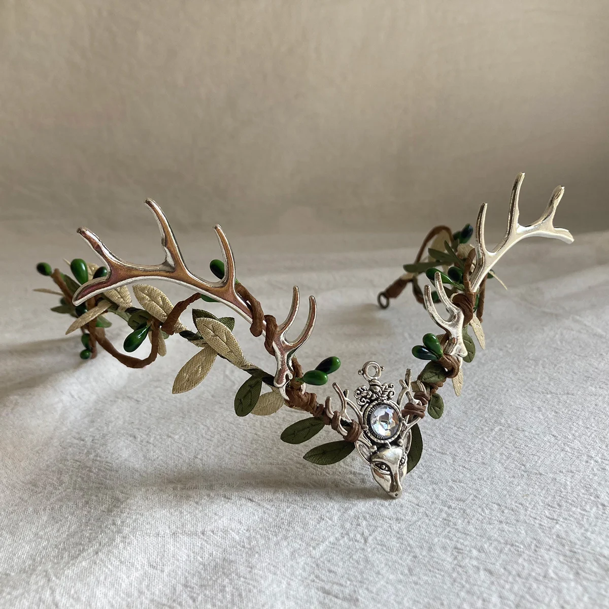 Fairy crown with antlers Elf crown antlers Woodland elven tiara Druid crown Elf circlet with horns Elvish circlet