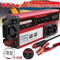 4000W 3000W Power Inverter DC 12V To AC 220V 230V Transformer with 4 USB EU Socket Charge with LED Display for RV Phone Car