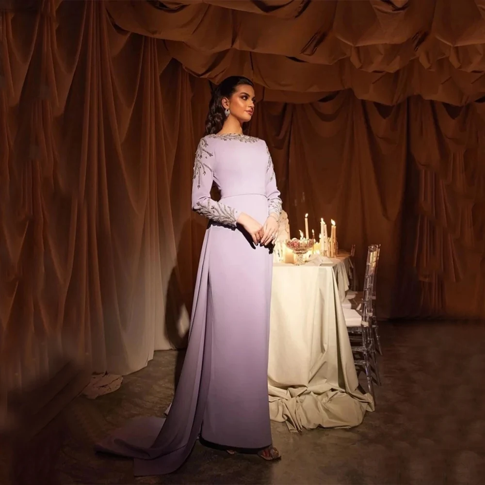 

Customized Exquisite Jersey Beading Sequined Pleat Sash A-line O-Neck Long DressesBespoke Occasion Dresses Retro Fashion Formal