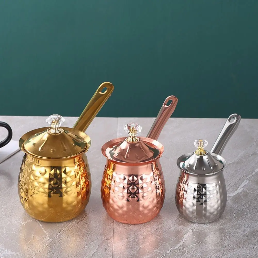 إبريق قهوة تركي متعدد الاستخدامات مصنوع يدويًا بمقبض ثابت لتدفئة الحليب بسعة كبيرة من الفولاذ المقاوم للصدأ وغلاية قهوة #2