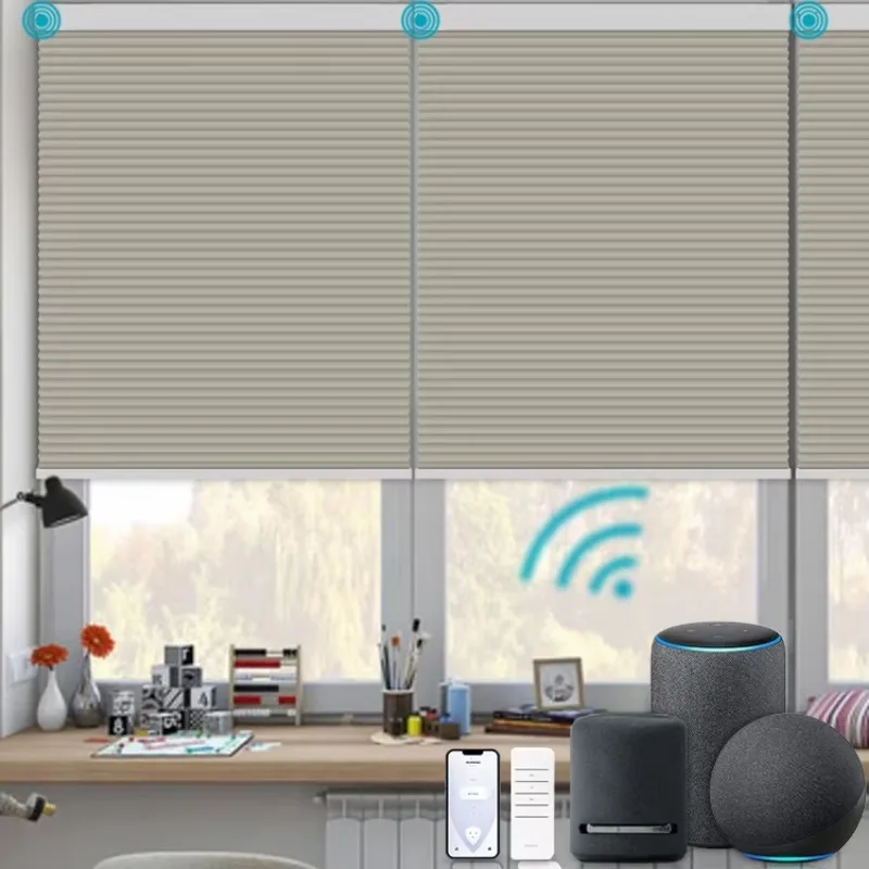 

Моторизованные затемняющие жалюзи для гостиной, занавески, окна, фильтрация света, беспроводные сотовые жалюзи, умные моторизованные сотовые жалюзи