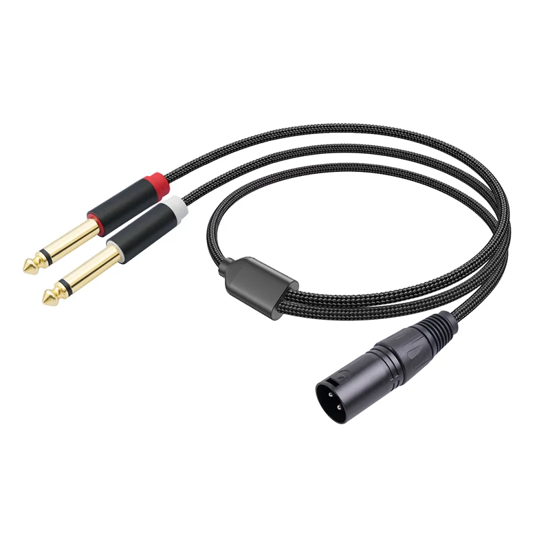 ELECT-XLR Macho para Dual 6.35Mm Plug Áudio Microfone Cabo Adaptador de Cabo Y-Splitter 2M