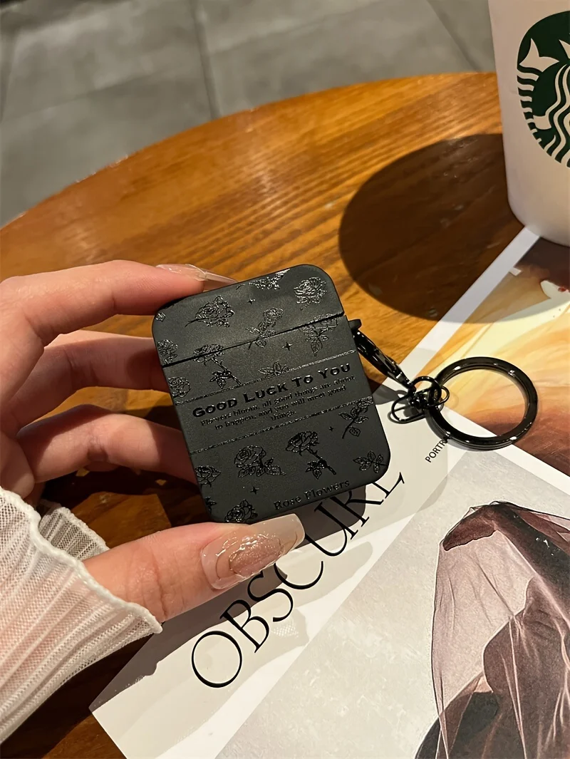 Good Luck Rose Pattern Simple Black Silicone Case For Airpods Pro Airpods4 3 2 1 Wireless Bluetooth Earphone Protective Cover