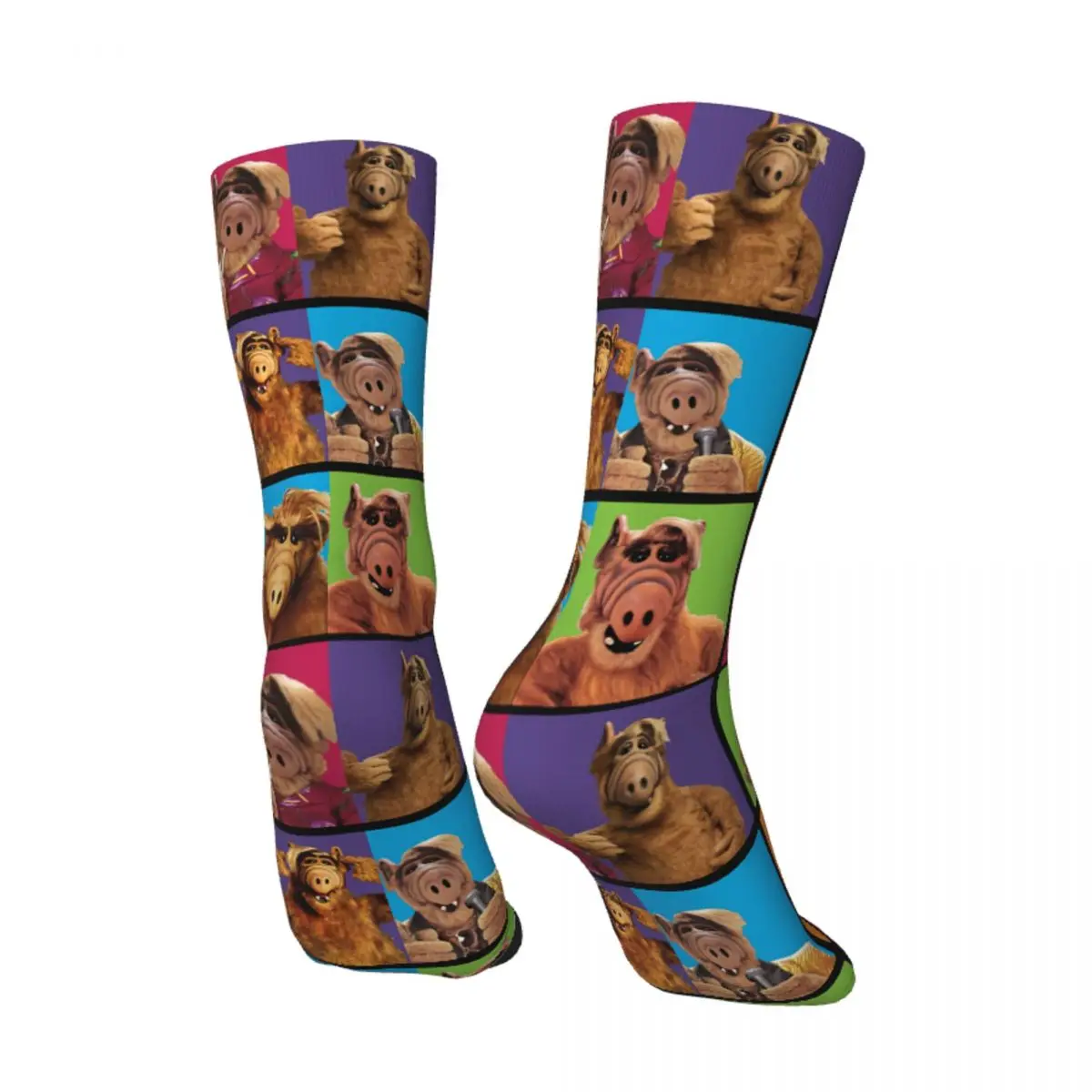 Happy Funny Men\'s Socks Gordon Squares Retro Harajuku ALF The Animated Series Street Style Pattern Crew Crazy Sock Gift Printed