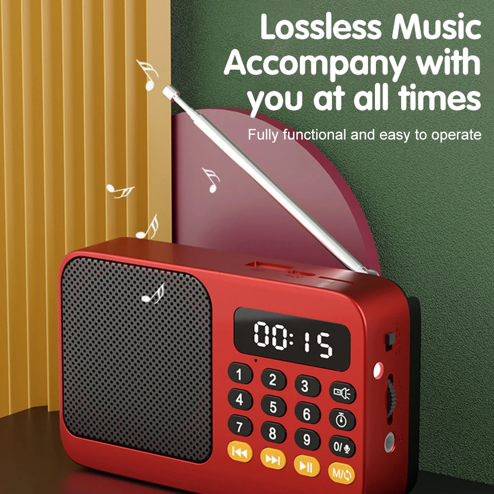Tragbares FM-Radio, Bluetooth 5.0-Lautsprecher, TF-Karte, U-Disk, MP3-Player, Aufnahme mit einer Taste, 3,5-mm-Kopfhöreranschluss, Outdoor-Audio-Player – Detail 22