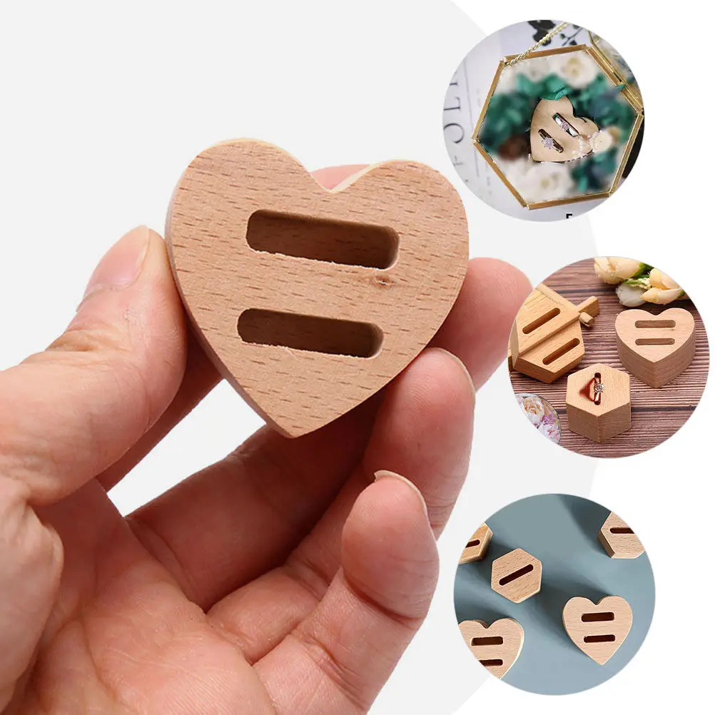 

Double Shape Wooden Ring Display Stand Unfinished Natural Wood Ring Organizer for DIY Crafts Jewelry Display Selling