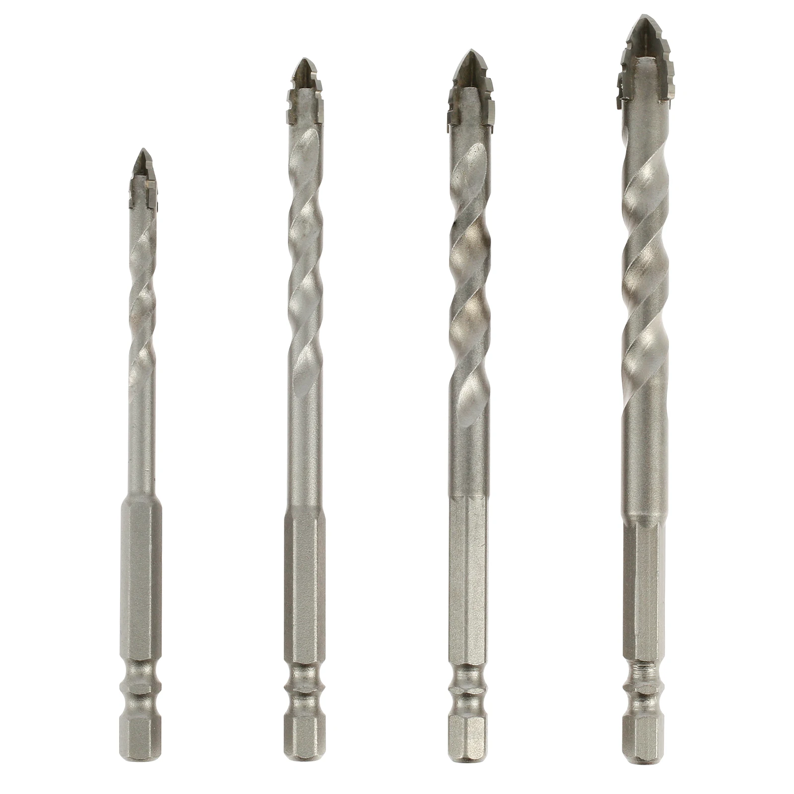 4pcs Drill Bit Four-Flute Sawtooth Eccentric Drill Bit Four-Edged Serrated Eccentric Drill High Hardness Skewed Head Drill Bit