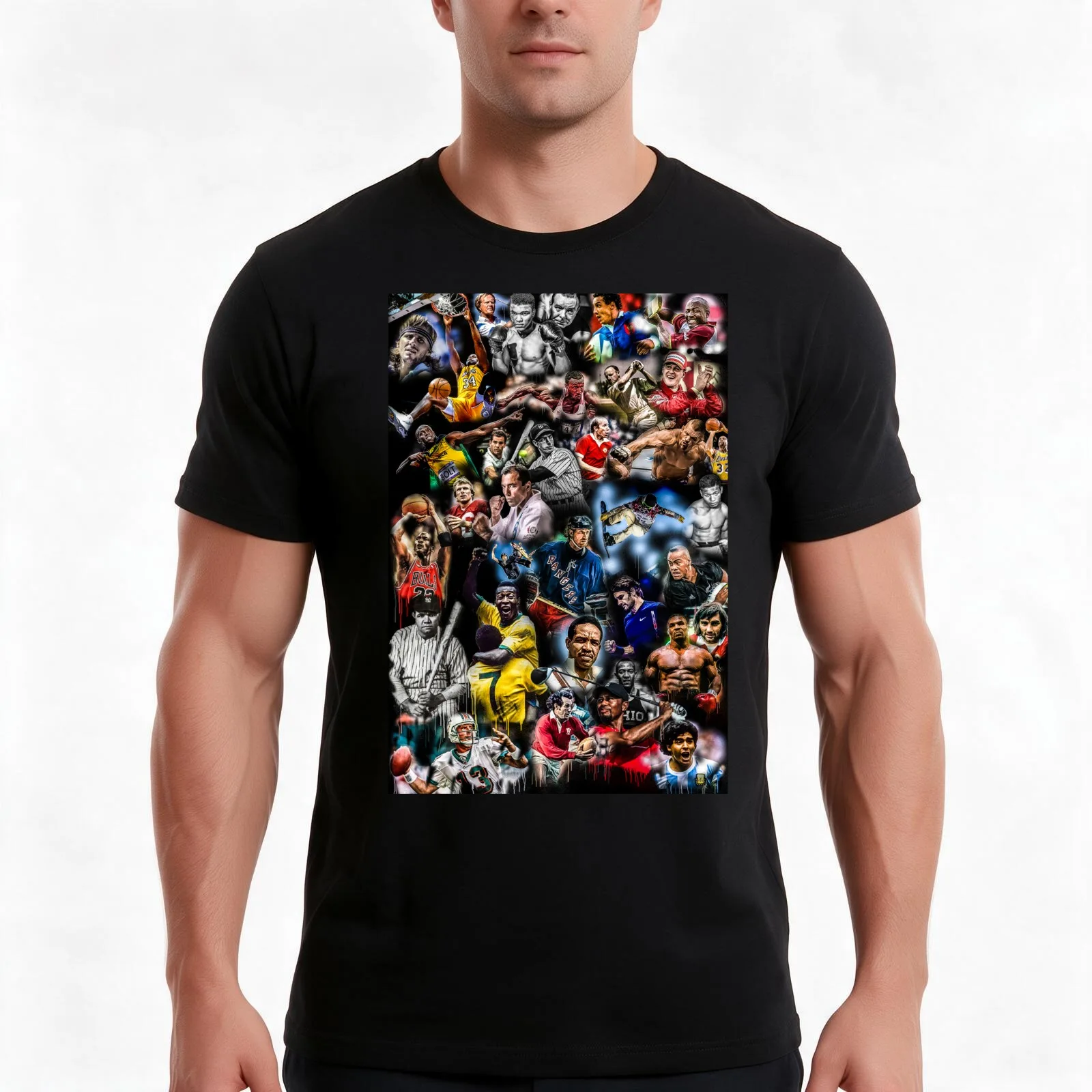 Sporting icons T-Shirt Summer Casual Cotton Tee Oversized Streetwear Tops Vintage Graphic Print Loose Fit Short Sleeve