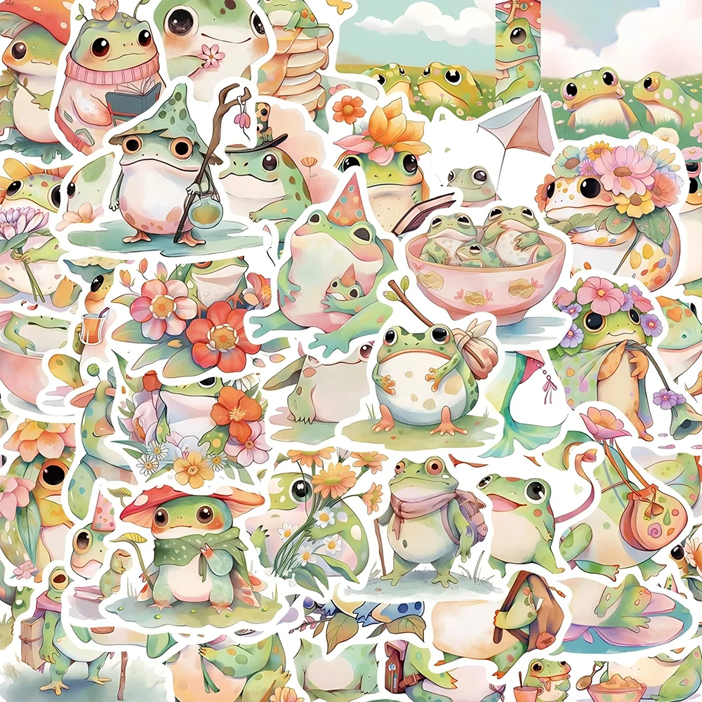 10/30/50pcs Colorful Juice Frog Aesthetic Graffiti Stickers Kawaii Fat Animal Decals Luggage Fridge Cartoon Sticker for Kid Gift