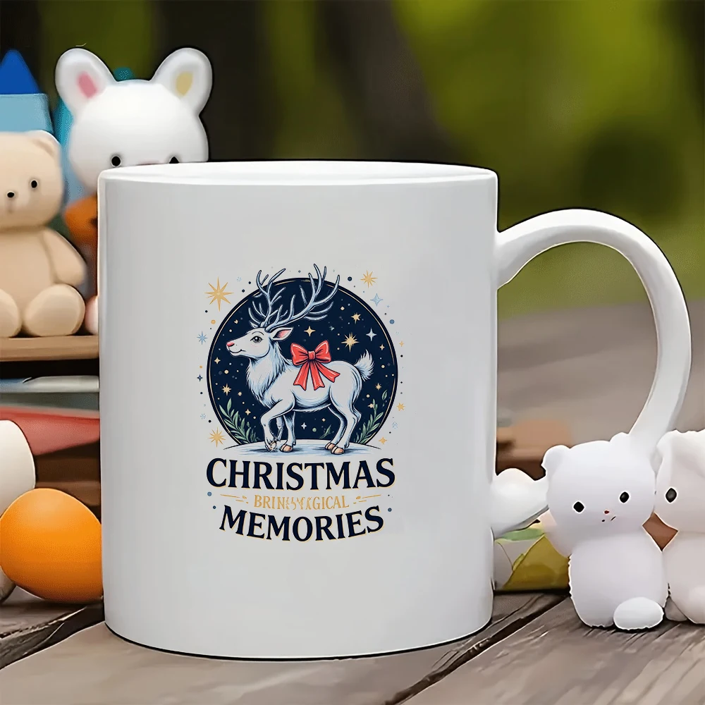 

11oz Mug + Christmas Reindeer Hand-Drawn Sticker + Christmas Gift - Kids Cup Family Office Coffee Mug