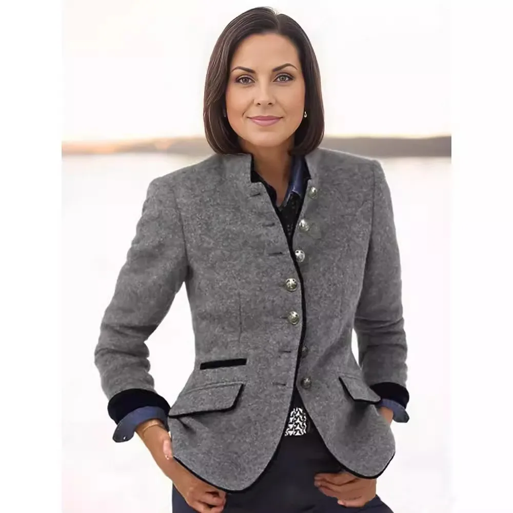 Casual Loose Fit Coat Cropped Commuter Chic with Winter Extra Short Length Elegant Wrinkle Treatment Stand Collar Women Coat