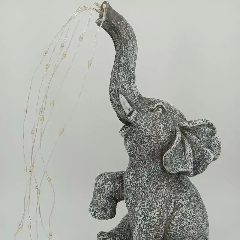 Figurine d'éléphant en résine pour jardin, lumière LED d'arrosage solaire-62, décoration de cour extérieure, statue de jardin