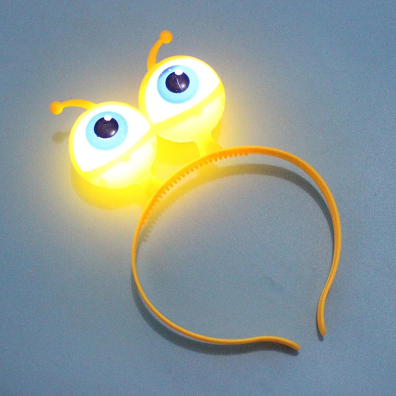 Adults Kids Fun Glowing Hair Hoop Cartoon Big Eyeballs Headband Light Up Toys Party Novelty Cosplay Alien Costume Accessories