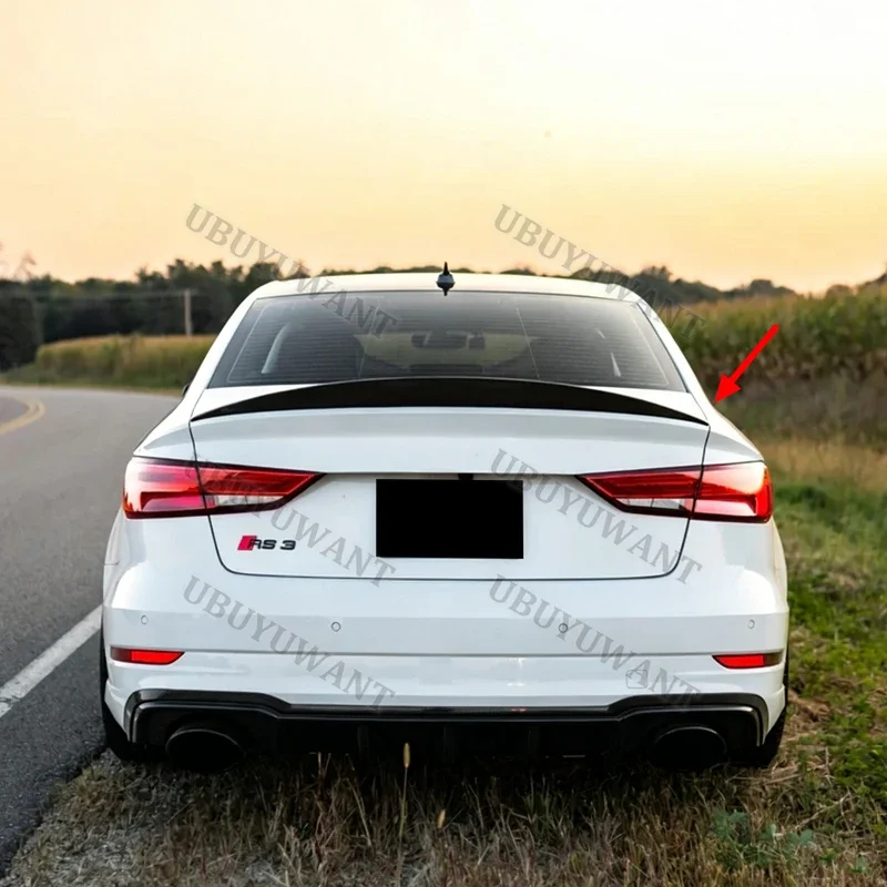 For AUDI A3 S3 RS3 8V Limousine Sedan HK Style 2013-2020 High-Kick Rear Deck Spoiler Lid Tail Fin Carbon Fiber view 5