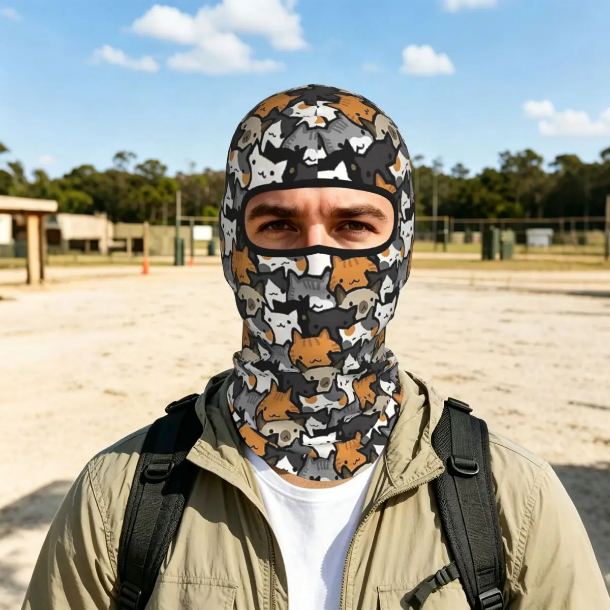 Cat Crowd Breathable Thin Balaclava Full Face Mask Sun Protection Neck Gaiter For Motorcycle Cycling Fishing Outdoor