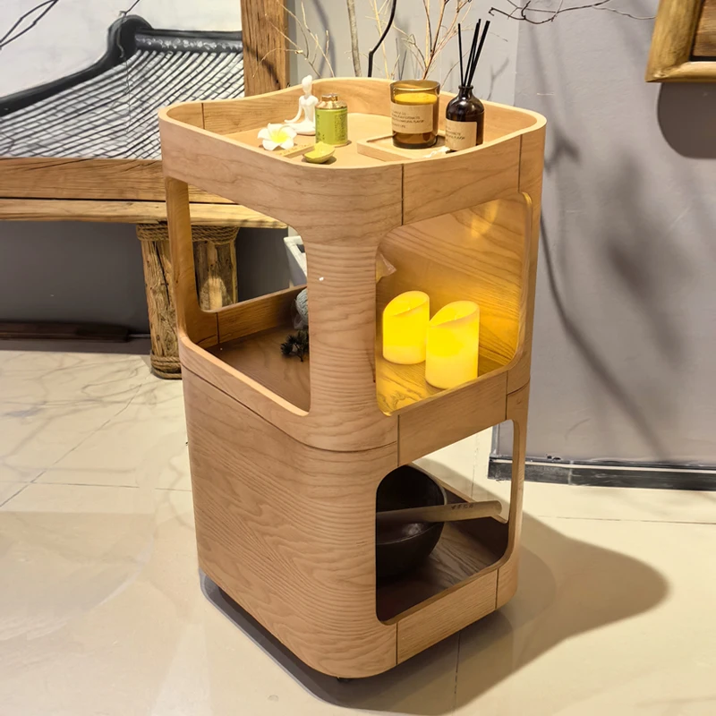 

Healing Integral Solid Wood Cart Beauty Salon Skin Management SPA Club Tool Cart Homestay Shelf Wabi **** Wind