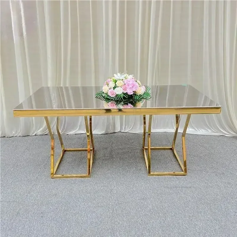 

Rectangular wedding guests with mirror glass top minimalist dining table
