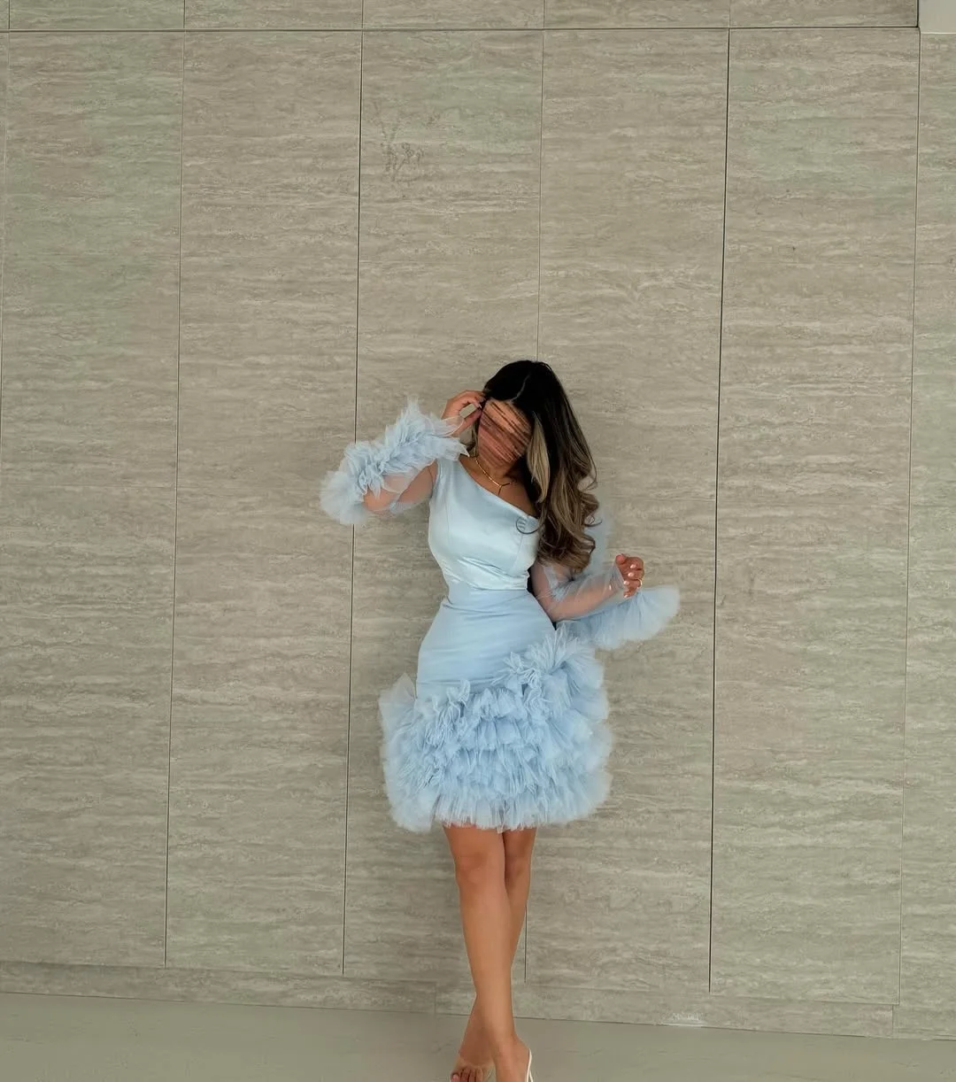 Mojy Customized Intricate Modern Style Tulle Pleat Ruched Tiered A-line Off-the-shoulder Short Dresses Bespoke Occasion Dresses