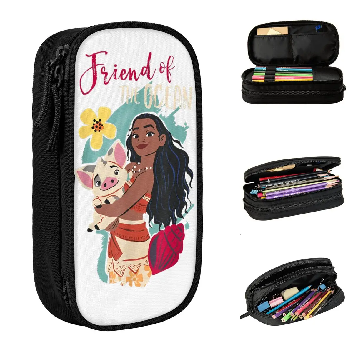 Moana & Pua Hug Friend Of The Ocean Pencil Cases Pencilcases Pen Box for Student Bag School Supplies Gifts Stationery