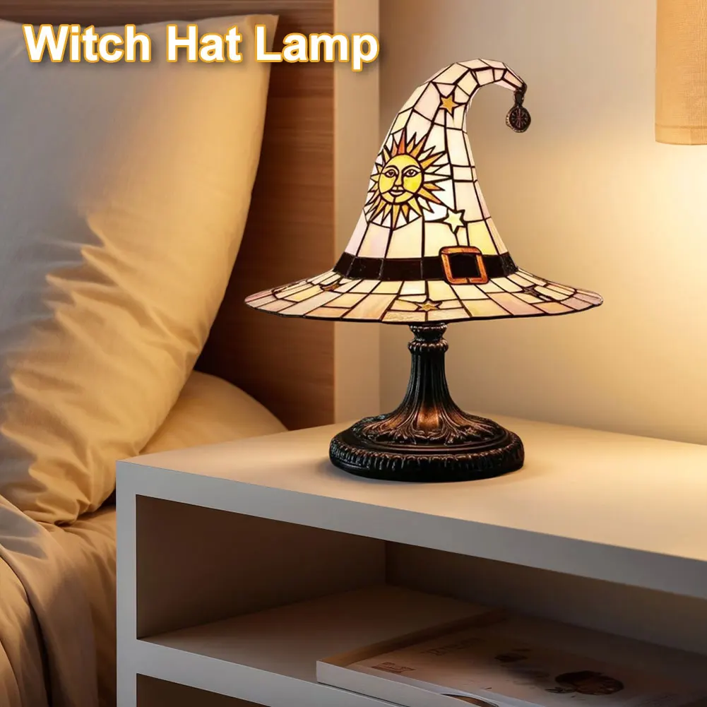 Heksenhoed Lamp USB-aangedreven nachtlampje Hars Heksenhoed Lichtornament voor woonkamer Thuis Slaapkamer Decoratie