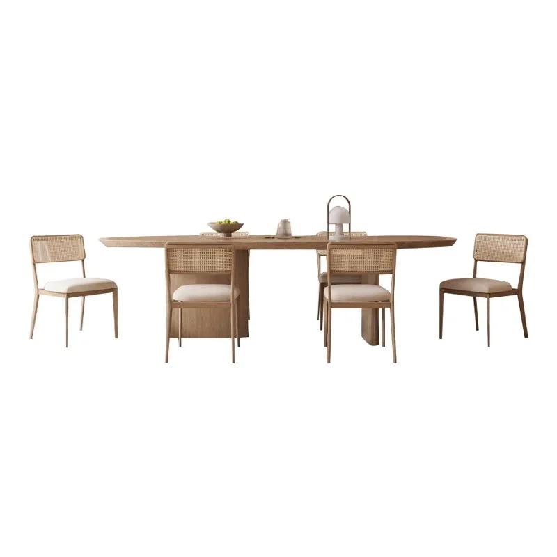Modern log rattan chair dining side cabinet, model room dining table tea table, designer solid wood furniture customization