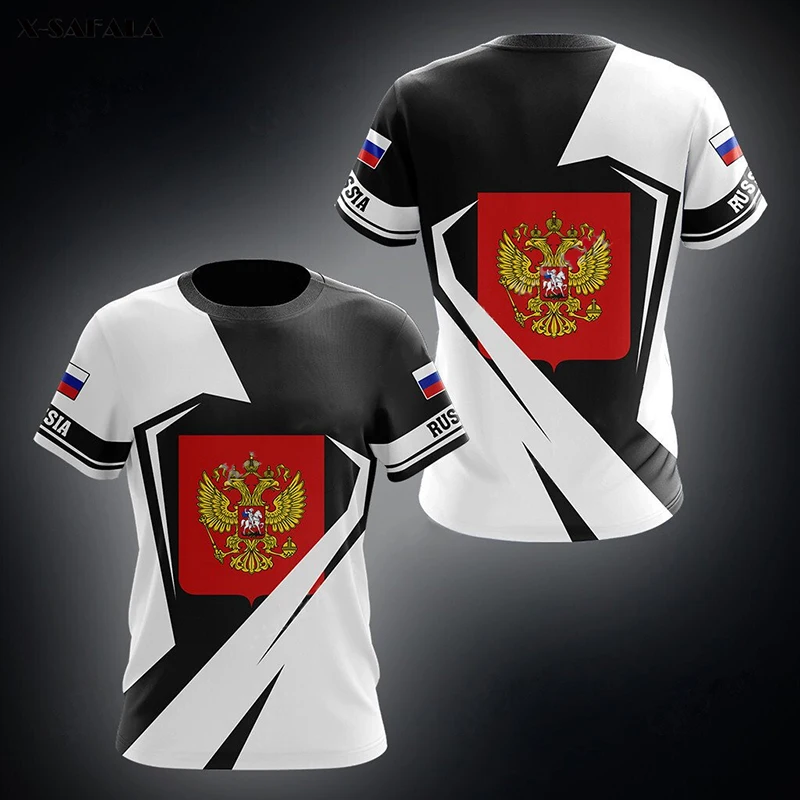 Rosja T-shirty męskie Casual Luźny okrągły dekolt Flaga rosyjska Topy z krótkim rękawem Koszulki Odzież męska T-shirt oversize Streetwear