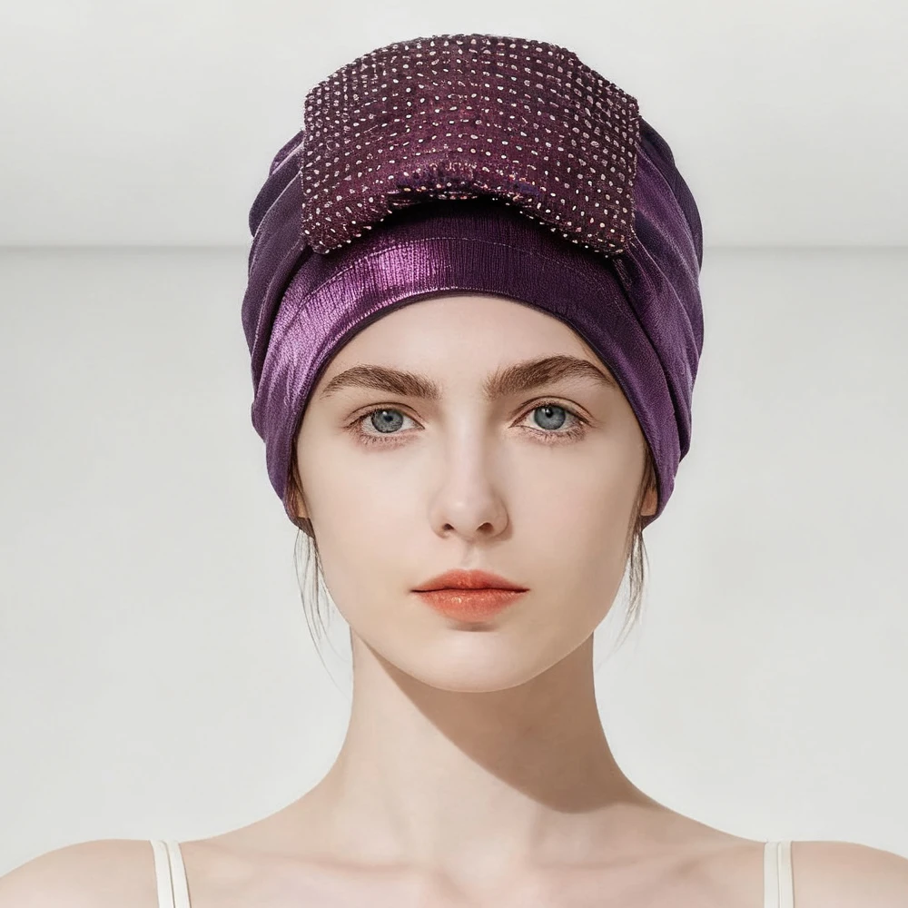 

Тюрбан с блестящими бриллиантами, женский мусульманский хиджаб, капот, шапочки, африканский автогель, головной убор, платок, повязка на голову, Нигерия, свадебный гель