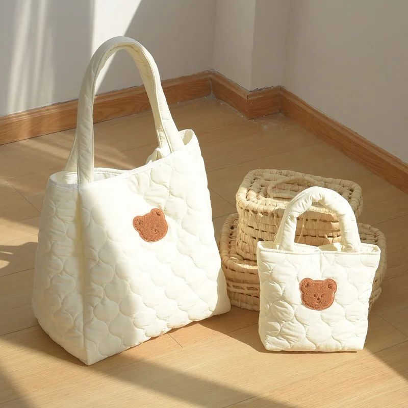 Borsa per mamma con orsetto Ins, borsa per la mamma alla moda, borsa per il pranzo elegante e adattabile all'aperto, borsa isolata in bottiglia per uso esterno