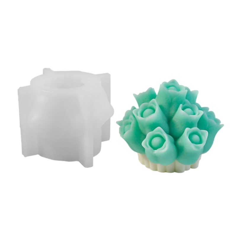 Flexible Silicone Mold Handmade Scented Mould 3D Tulips Bouquet Flower Aromatherapys Mold Home Decorations