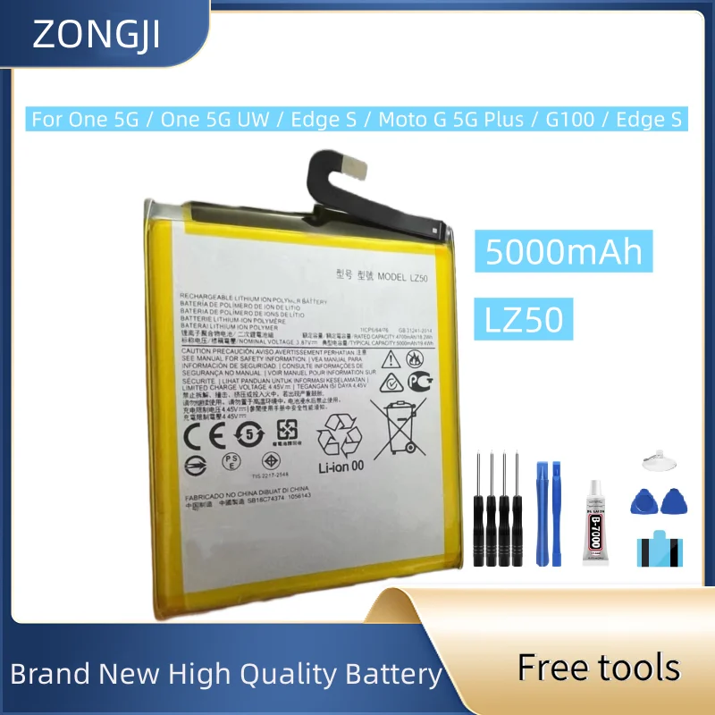 New Battery LZ50 5000mAh For One 5G / One 5G UW / Edge S / Moto G 5G Plus / G100 / Edge S Mobile Phone Battery + Free Tools