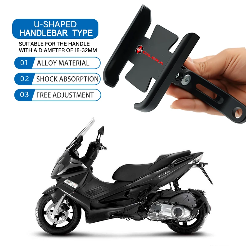 

Motorcycle Phone Holder 360° Rotation Aluminum Alloy Bracket Handlebar Mount For Gilera GP800 Fuoco Nexus 500 Runner 50 125 200