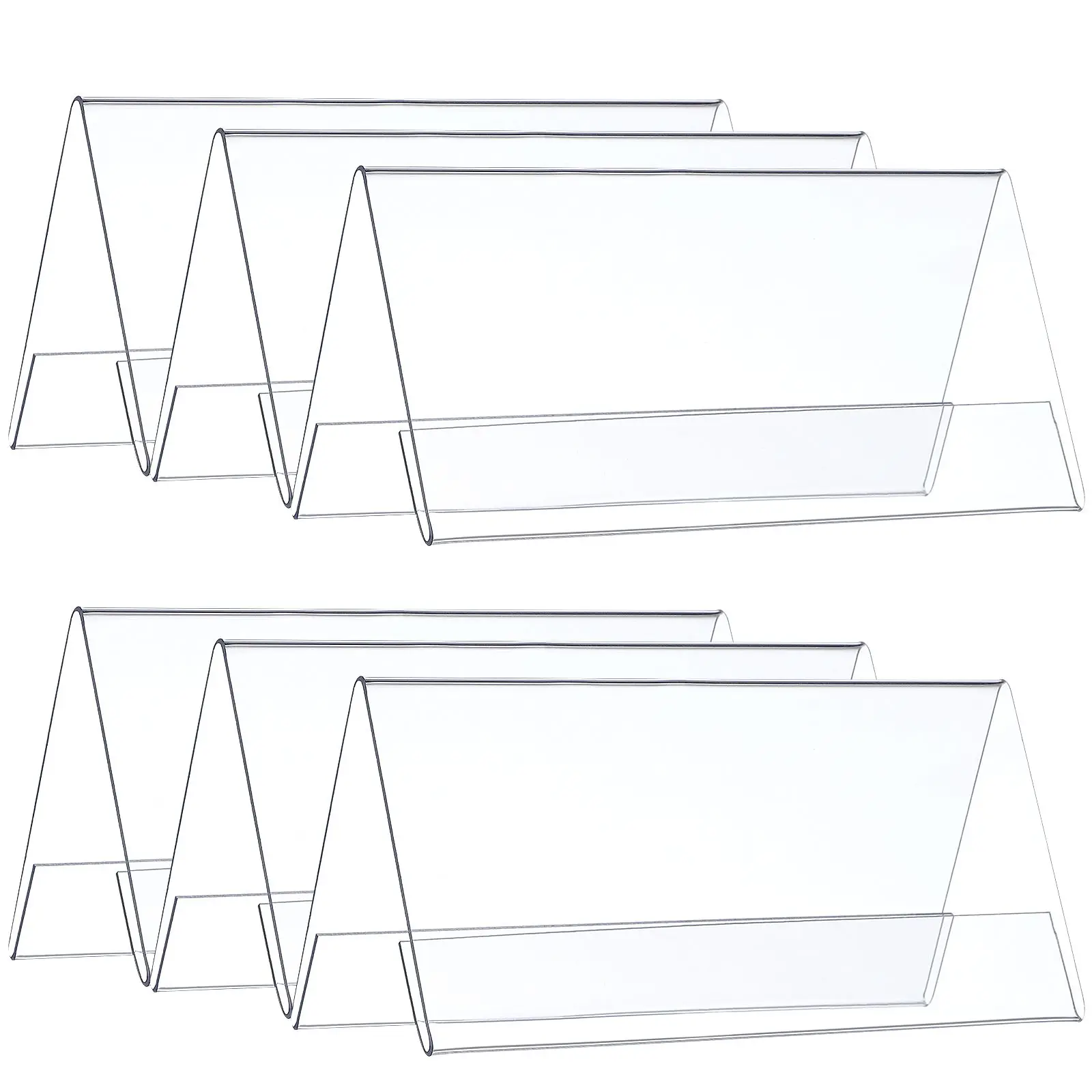 

6PCS Acrylic Conference Table Cards 120x60mm Reusable Name Plate Stands Seating Signs Display Holder for Meetings Weddings