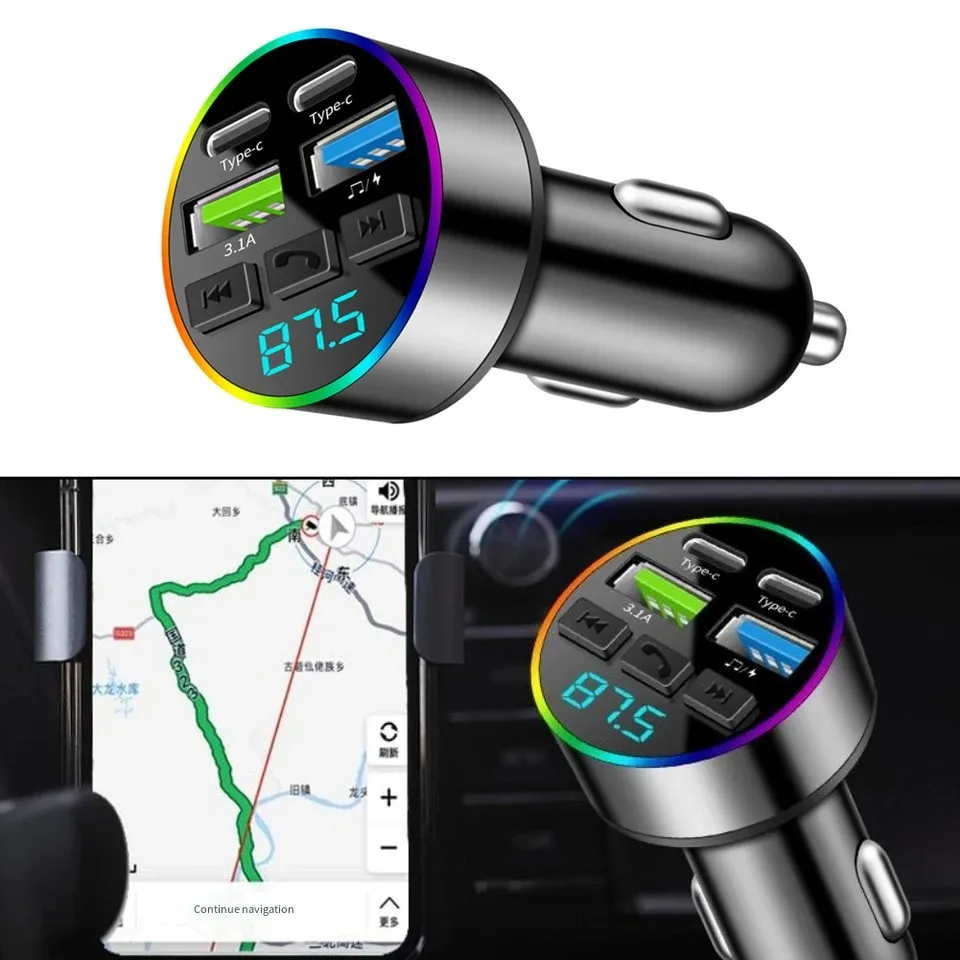Bluetooth 5.0 FM-Transmitter Auto-Telefonladegerät MP3-Musikplayer Auto-USB-Zigarettenanzünder Multifunktionales Auto-Telefonladegerät – Detail 12