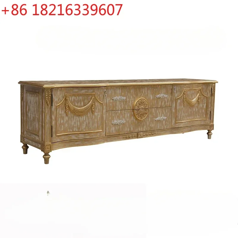 TAO High-End Beech Carved Living Room Master Bedroom Solid Wood Luxury Noble Gilding TV Cabinet