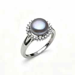 Real Freshwater Natural Black Pearl Earring For Women,Wedding 925 Sterling Silver Rings Fine Jewelry Girl Birthday Gift