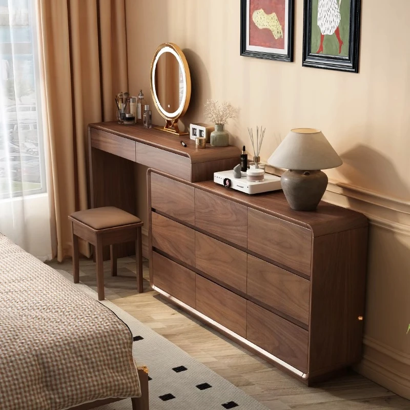 Living Room Bedroom Vanity Table Wood Shelf Desk Chair Makeup Vanity Table Bedside Vintage