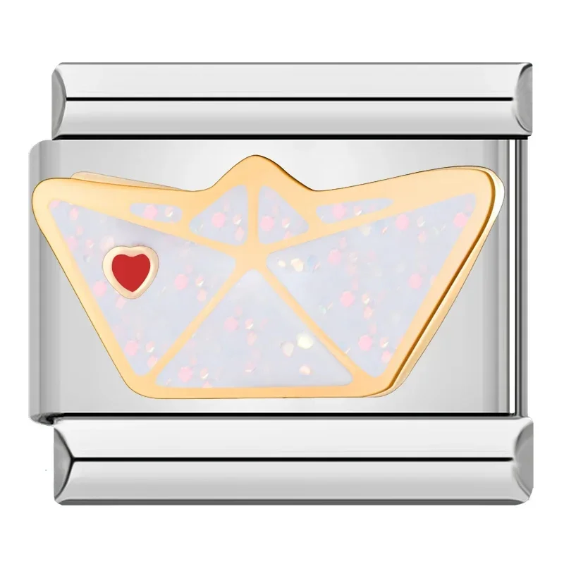 Hapiship Family 2024 Women Graduate Cross Paper Airplane Charm Links Fit 9mm Bracelet Stainless Steel Making DIY Jewelry NEW098