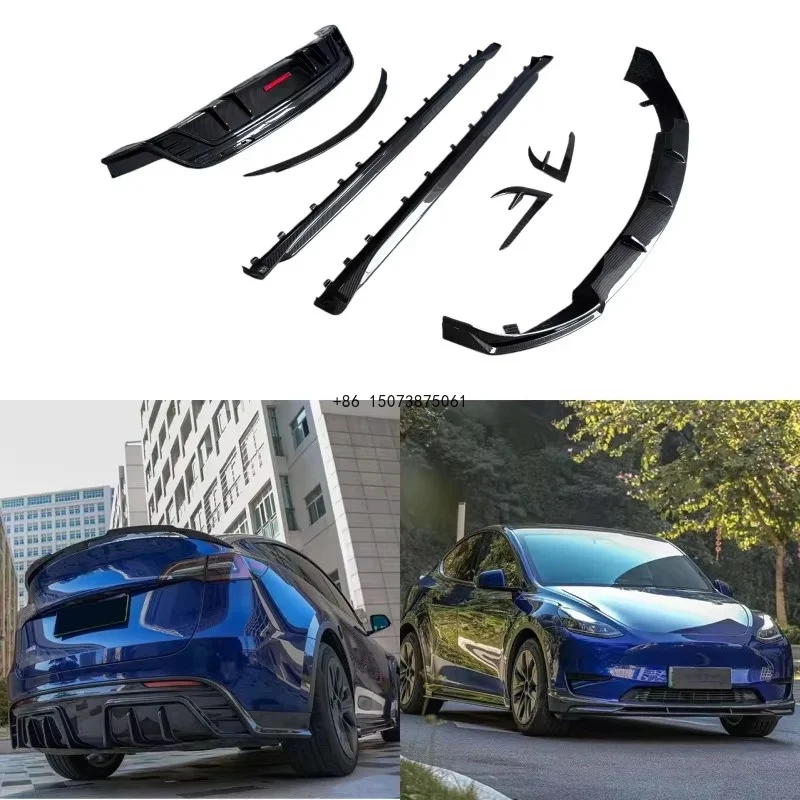 Front Bumper Lip Side Skirt Rear Diffuser for  Model Y Modified New Style Dry Carbon Fiber Small Surround Body Kit