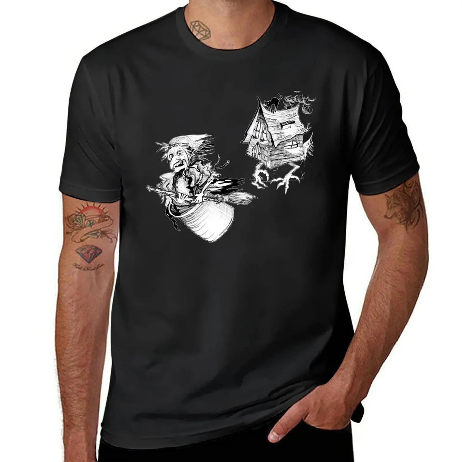 

Baba Yaga and the house on chicken legs T-Shirt plus size tops aesthetic clothes plain mens t shirts