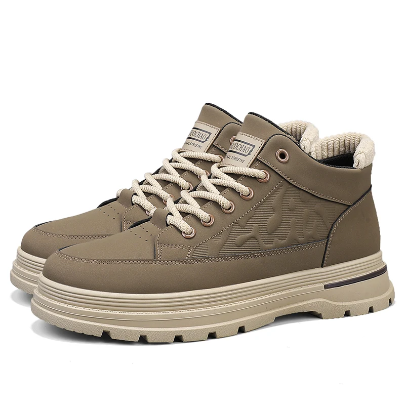 

VIPOL Black men's shoes, versatile, anti-slip, casual work shoes, trendy low-top ankle boots, fashionable casual boots