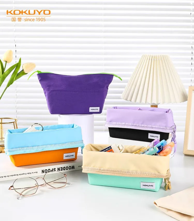 

1 шт., японский складной пенал Kokuyo с наклоном большой емкости для сумки для хранения канцелярских принадлежностей