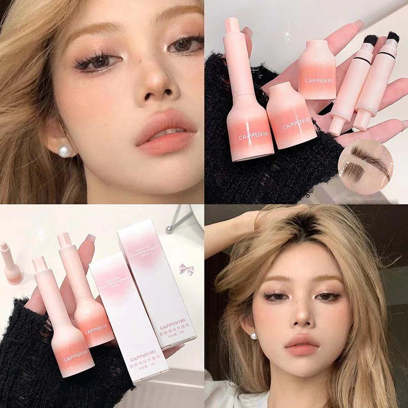 Cappuvini Multifunction Fuzzy Water Eyebrow Pencil with Square Brush Hairline Smudge-Proof Natural Finish Affordable forStudents