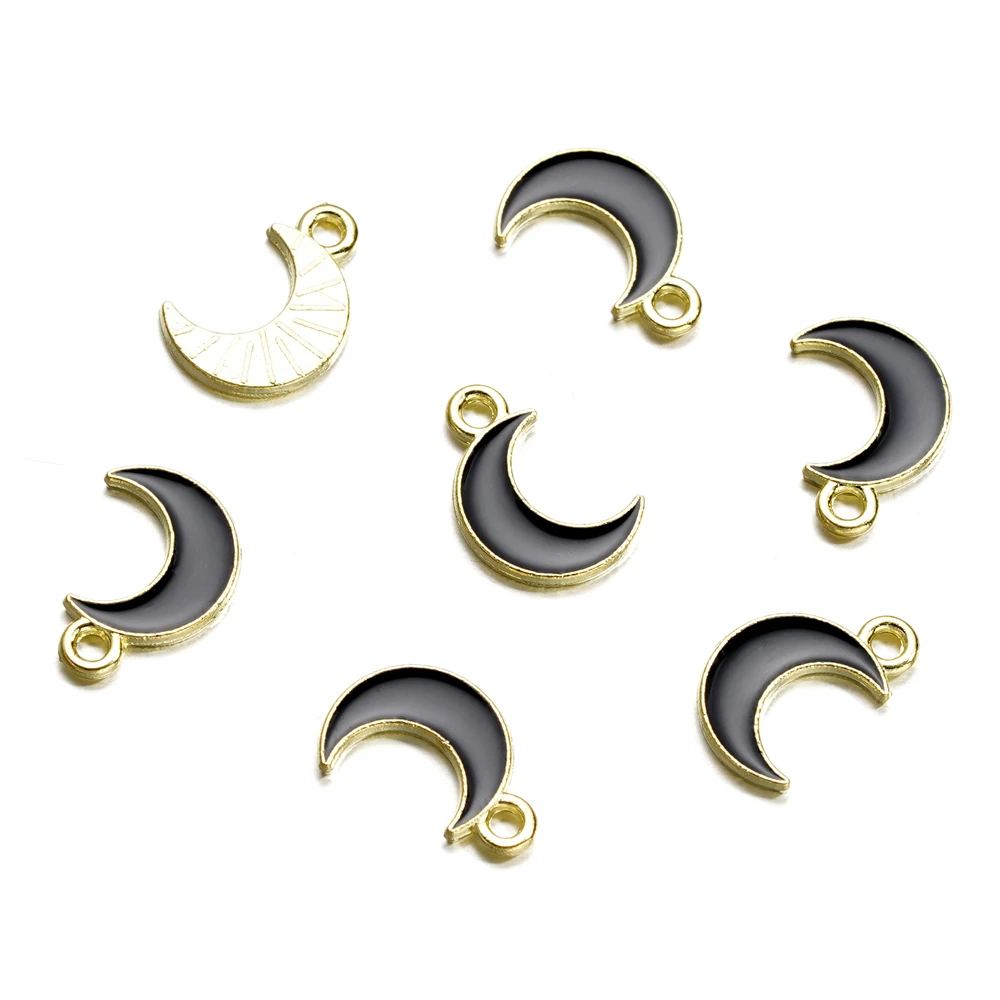 10Pcs Moon Charms Alloy Enamel Pendants Charms for Jewelry Making Earrings Necklace Key Chains Jewelry Accessories Wholesale